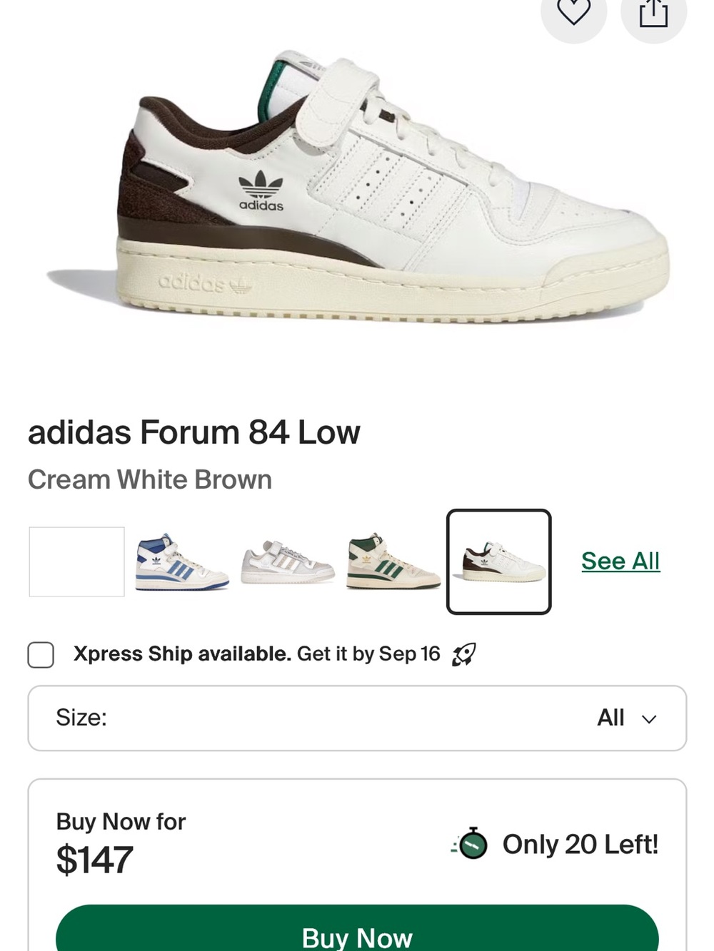 adidas Forum 84 Low Sneakers - Cream/White/Brown
